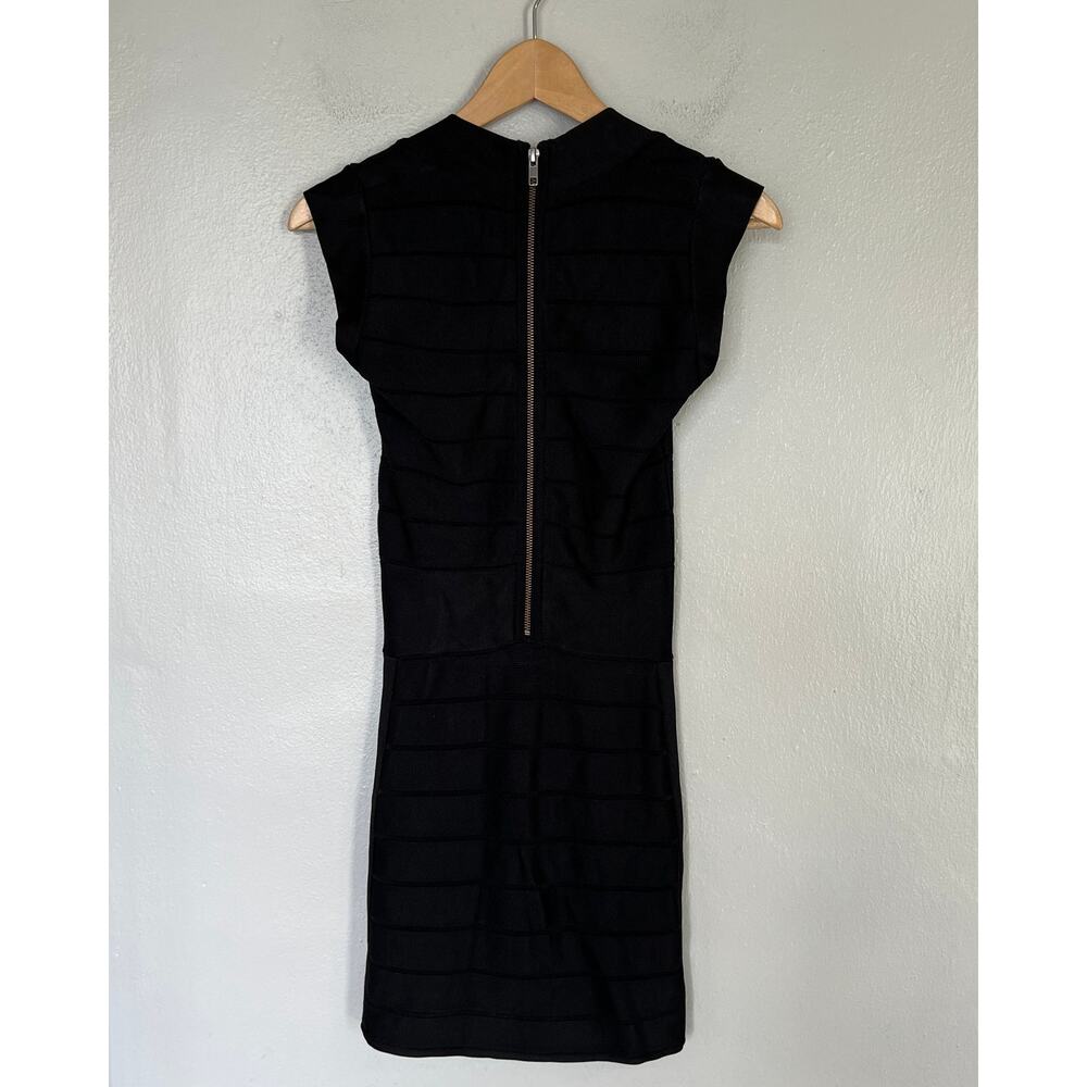 French Connection Bandage Black Bodycon Miami Spotlight Dress Cap Sleeve Size 2 - Picture 4 of 11